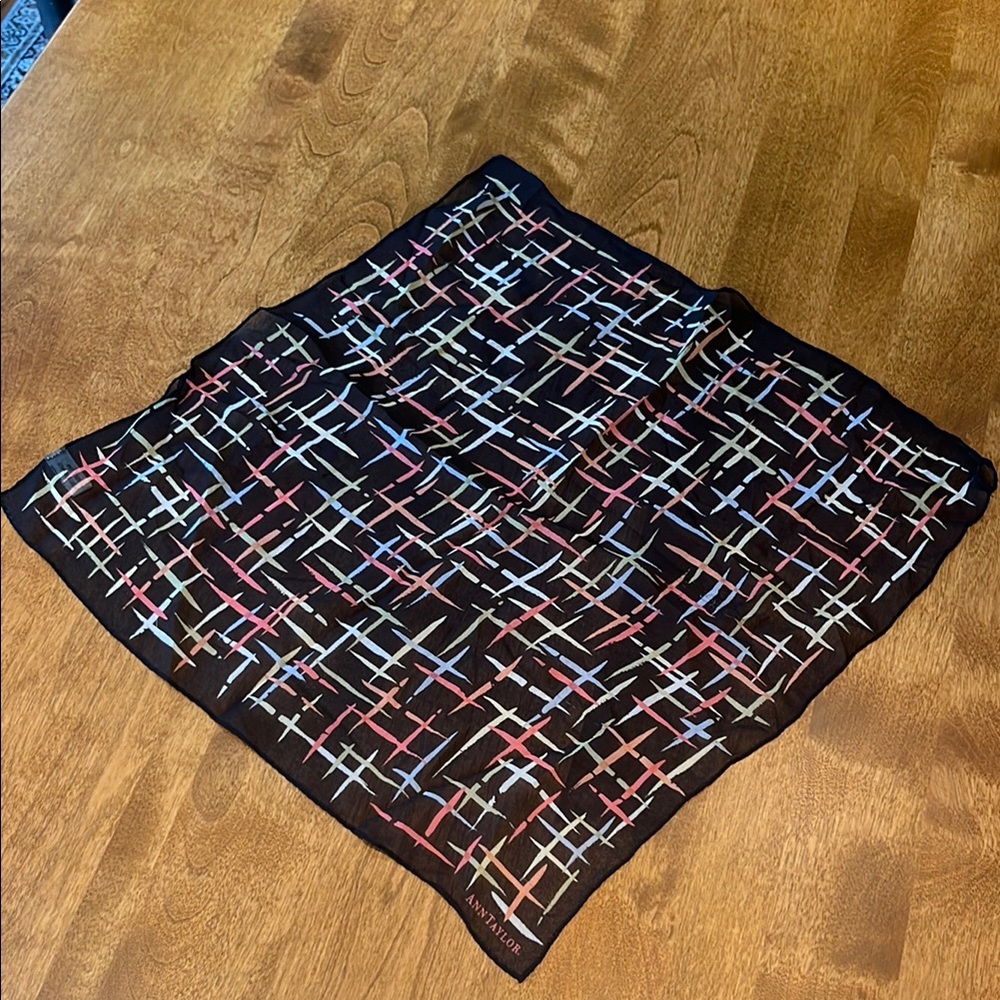 Ann Taylor Colorful Geometric Pattern Scarf. 100% silk.